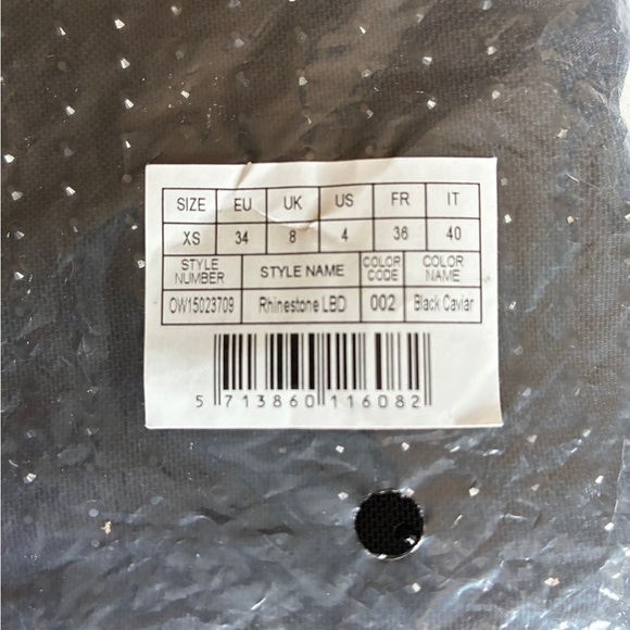 OW Collection Rhinestone LBD Black Caviar Mini Dress XS - Picture 7 of 11